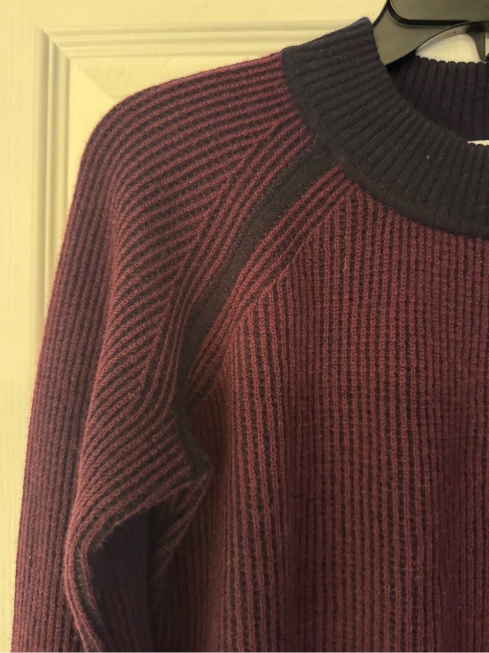 Equipment Ribbed Two-Tone Crewneck Sweater Women’s Purple & Blue Size Small - Picture 8 of 9